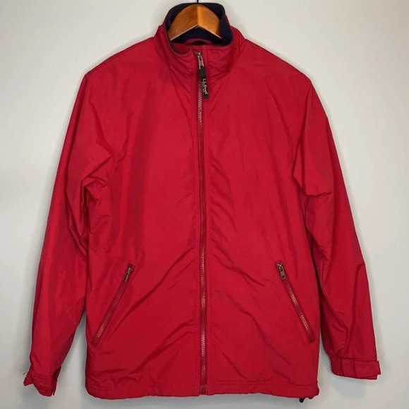 L.L. BEAN Red Warm Up Bomber Jacket Nylon Fleece Lined Preppy Granola Size S - Picture 15 of 15